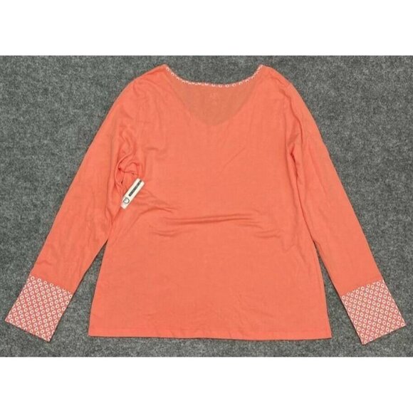 New Directions Intimates Pajama Top Womens XL Orange Geometric Long Sleeve New - Picture 5 of 9